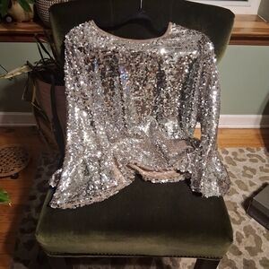 Silver Sequin Women's Top